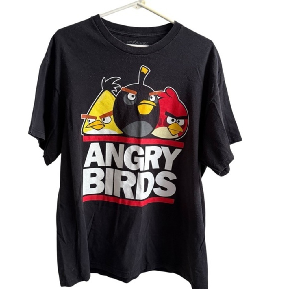 Angry Birds Black T-Shirt with Red and Yellow Accents